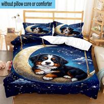 Bernese Mountain Dog Stars 3pcs Bedding,Including 1pc Duvet Cover And 2pcs Pillowcases Perfect for Christmas,Ideal for Bedroom, Dormitory 180cm*210cm