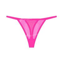 Sports yoga women's sexy coquettish mesh panties women's low-rise seamless panties European and American large-size T-pants L fluorescencinė rožių spalva
