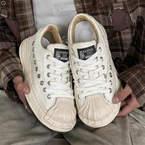New niche design shell head heightened platform dissolving shoes sports and leisure shoes lace-up board shoes 41 gray