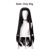 Kochou Kanae Perukas Anime Kimetsu no Yaiba Cosplay Sintetinis Juodas Ilgas Plaukas Drugelio Galvos Apdangalas Helovino Cos Rekvizitai (as the picture,One Size) black
