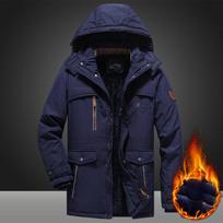 Men's Outdoor Padded Jacket Winter Large Size Padded Jacket Medium and Long Jacket 3XL black