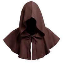 Viduramžių kapišonas-skrybėlė vyrams moterims Renesanso vienuolis Helovinas Cosplay kapišonas-pelerinas ruda