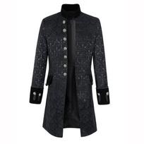 Cosplay Costume Jacket Vest Coat Ghost Gothic Suits Stand Collar Trench Men's Shirt XXL black