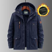 Winter Velvet Thickened Cotton Coat Men's Jacket Outdoor Windproof and Waterproof Mountaineering Jacket Men's Mid-length Jacket M-5XL M black