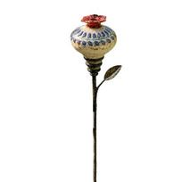 Colorful Flower Shaped Feeder Hummingbird Garden Stake, Vintage Ceramic Feeder, Feeding Port, Bed Decorative Accent Nectar for Outdoor Backyard gray