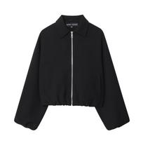 Puffy Zipper Jacket Coat: European & American Style Women's Clothing in Black, White, Khaki Small black