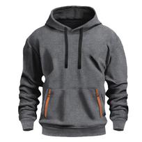 Men's Solid Color Pocket Fleece Hoodies Sports Fitness Sweatshirts Fashionable Casual Plus Size Pullovers Top S gray