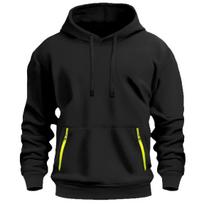 Men's Solid Color Pocket Fleece Hoodies Sports Fitness Sweatshirts Fashionable Casual Plus Size Pullovers Top M black