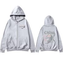 Japanese Anime Soul Eater Crona Zipper Hoodies Men Women Clothing Zip Up Hooded Sweatshirts Long Sleeves Pullovers Jacket Caots S white