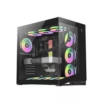 Gamemax NEX C56 BK ATX juodas panoraminis kompiuterio korpusas su 7 ARGB ventiliatoriais