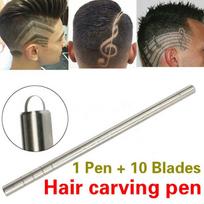 1Pen+10Blades Hair Carving Pen Magic Oil Head Notch Man Hair Refined Steel Razor Pen