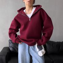 Fleece-Lined Oversized Warm Lapel Half-Zip Women's Hoodie brown