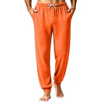 Men's Fall Winter Sleep Pants Comfortable Pajama Bottoms for Cold L orange