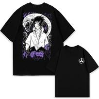 Anime Naruto Sasuke Animaciniai Dariniai Medvilniniai Trumpomis Rankovėmis Marškinėliai Vyrams ir Moterims Vasaros Trendas Laisvi 3XL gray