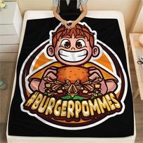 1 vnt. iCrimax Burger pommes spaudinio flanelės pledas, aukštos kokybės, visų sezonų, namų dekoras, šiluma ir komfortas, puikiai tinka Kalėdų dovanoms 80cm x 120cm brown