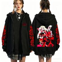 Hazbin Hotel   Naujas Anime   2D Spaudos Gobtuvėlis Linksmas Stilius Vyriškas ir Moteriškas Užtraukiama Palaidinė 4XL black