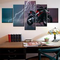 5 Pieces Canvas Wall Arts Poster Painting Bikes 2025 Wallpaper Home Decor Picture Printing For Living Room Interior Artwork 20X35 20X45 20X55CM black