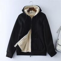 Moterų Sherpa Fleece Pamušalu Gobtuvu Striukė Užtrauktuku Stora Šilta Atsitiktinė Žieminė Hoodie Striukė Su Kišenėmis XL white