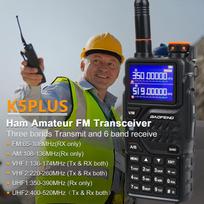 Baofeng Walkie Talkie K5PLUS Tri-band Transmit Six Bands Receive 999ch 8W One Touch Frequency Search Ham Amateur Air Band Radio BRITISH