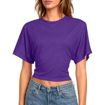 Women Workout Short Sleeve Crop Tops Sexy Backless Shirts M blue