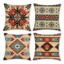 Vikama bohemiška kontrastingų spalvų geometrinė pagalvės užvalkalas Vakarų etninio totemo rašto dekoratyvinis pagalvės užvalkalas Linen 40*40(CM)-1Pcs
