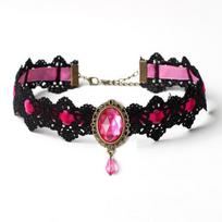 Juodi nėriniai karoliai Collar Choker Velvet Vintage Gothic grandinės pakabukas