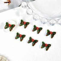 New Hot-Selling Red and Green Color Matching Nail Art Accessories 3D Christmas Series Striped Bowknot Nail Decorations 05 white