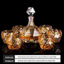 Flavinmci Diamond Gold Crystal Whiskey Decanter Set brown