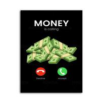 Motivational Quotes Poster Money Is Calling Eat Sleep Invest Repeat Wall Art Picture Canvas Print Room Home  Painting Gi 40X60CM No Framed beige