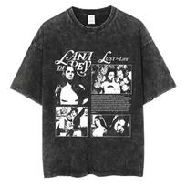 Lana Del Rey TShirt Vintage Washed Oversized Tee Retro Hip Hop Top S3XL M black