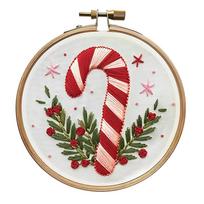 Christmas Cross Stitch Set Includes Hoop Cloth Threads Cross Stitch Embroidery Kit Handmade Sewing Art Craft Kit for Beginners beige