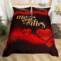 Mr Mrs Duvet Cover Set Funny Black Red Creative Twin Bedding Set Microfiber Love Man Mustache Woman Lip Romance Comforter Cover EU Single 135x200cm