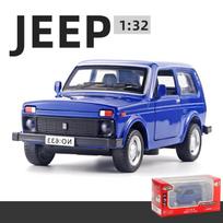 1/32 mastelio „Lada NIVA Diecast“ automobilio modelio žaislas, patraukiama atgal žaislinė transporto priemonė su garsu ir šviesa vaikams, mažiems berniukams, mergaitėms, dovanų kolekcija 1/32-13.5x6x5.5 cm blue