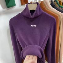 Girls' Thickened Fleece Base Layer Top, High Neck, Slim Fit, Warm, Long Sleeve for Autumn/Winter 2025. 160cm blue