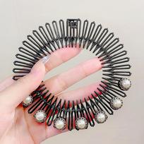Flower Pearl Round Plastic Hair Comb For Women Broken Hair Finish Headband Tool Vintage Hair Clip Hair Accessories
