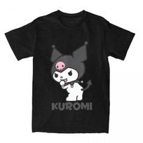 Kuromi Front Logo T-shirt Men's and Women's Cotton Casual Fashion Trend T-shirt Round Neck T-shirt Short Sleeved Top T-shirt XL gray