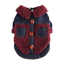 Pet Denim Jacket for Small Dogs & Cats - Winter Warm Velvet Button Vest M