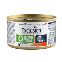 Exclusion Intestinal dietinis konservuotas pašaras katėms su kiauliena ir ryžiais, 85 g