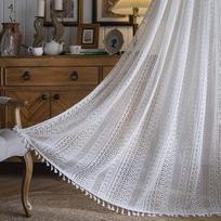Boho Užuolaidos Nertos Nėriniais Pusiau Skaidrios Bohemiškos Tuščiavidurės Megztos Rankų Darbo Kutai, Užuolaidos Strypui Kišenėle Vintažinės Kaimiškos Sodybos Užuolaidos W150xH45cm&Rod Pocket