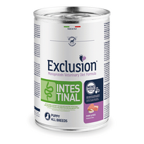 Exclusion Intestinal dietiniai konservuotas pašaras mažiems šuniukams su kiauliena ir ryžiais, 400 g