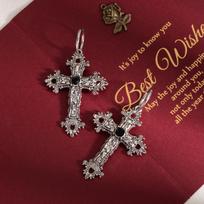 Gothic Exaggerated Silver Flower Vine Cross Hoop Earrings - Retro Hip-Hop Style brown