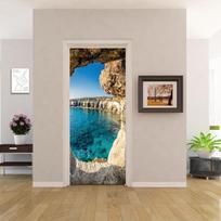 PVC namų dekoro įėjimo durų lipdukas Vonios dušo kambarys Miegamasis Lipni nuotraukų tapetai Renovacija Peizažas Plakatas Atsparus vandeniui 77x200cm(cut 2pcs)