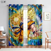 2 Pieces Anime Cartoon Printed Curtains Polyester Fiber Machine Washable Bedroom Study Kids Room Decorative Curtains W50xH130(CM)x2PCS&Rod pocket