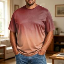 Men's Big Size Comfortable Breathable Casual Loose Fit T-Shirt Soft Fabric Short Sleeve Crew Neck Top for Everyday Wear XL brown
