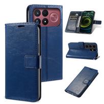 Dėklas telefonui Xiaomi POCO F9 Ultra,F9 Pro Retro rašto odos atverčiamas piniginė Retro rašto odos atverčiama piniginė POCO F9 Ultra mėlyna