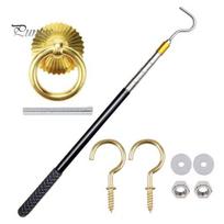 Smooth Ladder Deployment Kit Pull Down System 64-inch Telescopic Rod Attic High-quality Copper Stainless Steel Hook Set for Cord Ropes Reliable 1 Set