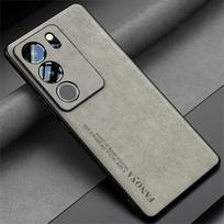 For Vivo V29 Case Luxury PU Leather Phone Back Cover For Vivo V29 Pro Lite V27 V27E V25 V23 5G Coque Silicone Shockproof Bumper For Vivo V29 gray