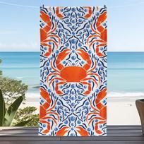 Vibrant Crab Pattern Beach Towel Wall Hanging Coastal Decor Nautical Ocean Summer Tropical Home Decor Bathroom Tapestry Seaside 130x80cm