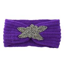 Fashion Women Thermal Hand Knitting Wool Head Hairband Sweet Girls Hair Hairband One size purple
