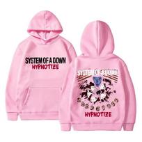 Vintage Rock Band System of A Down Hypnotize Print Hoodie Men Alternative Metal Music Sweatshirt Mens Gothic Harajuku Streetwear L pink